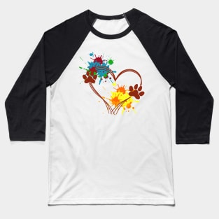 Woman & Dog paw Floral Baseball T-Shirt